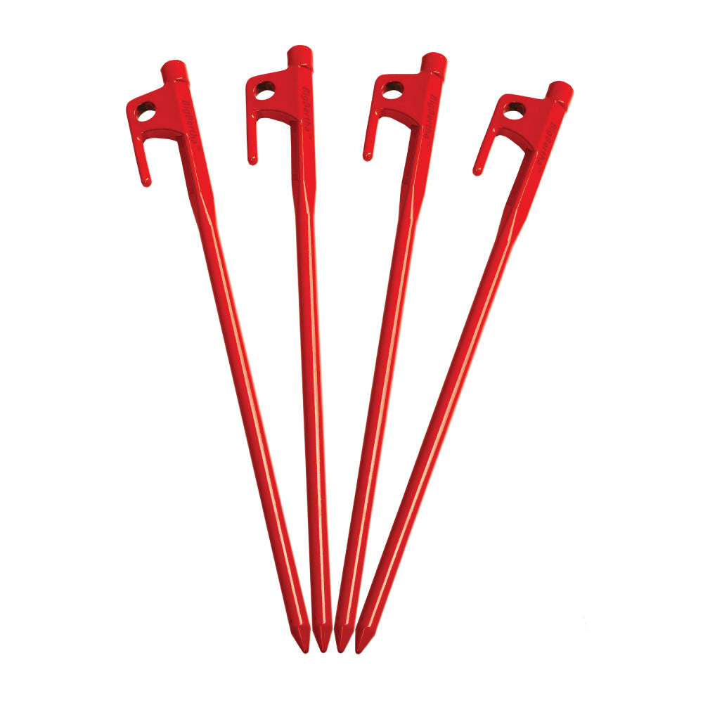 Big Berth Forged Steel Tent Stakes with red enamel finish