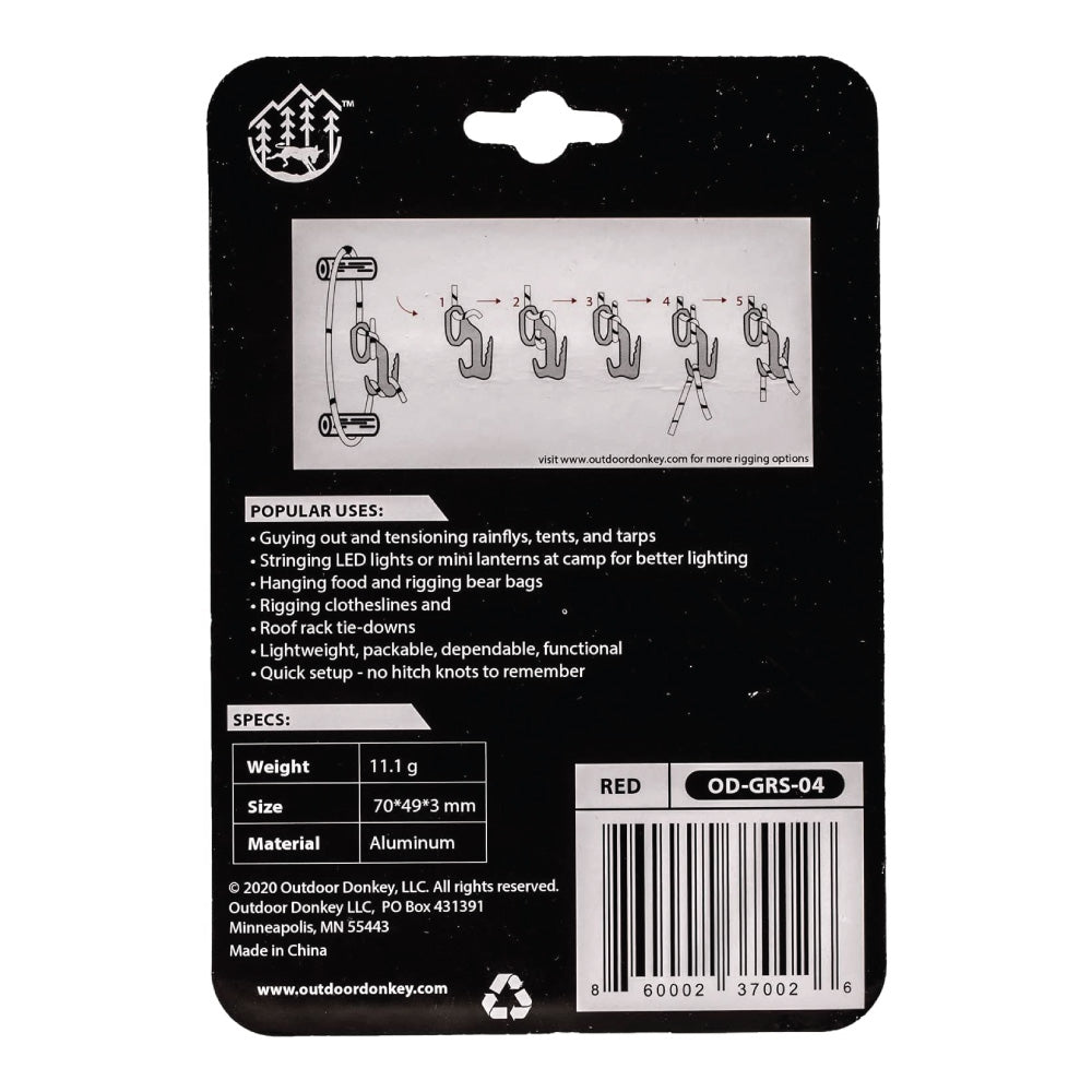 Outdoor Donkey The Anchor Guyline Cord, Rope & Paracord Tensioner Package