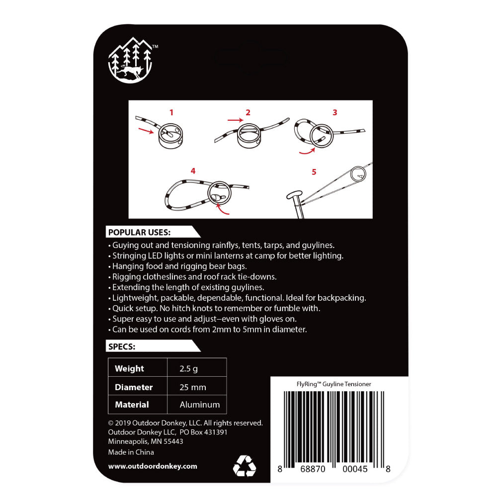FlyRing Guyline Cord Tensioner Package Back