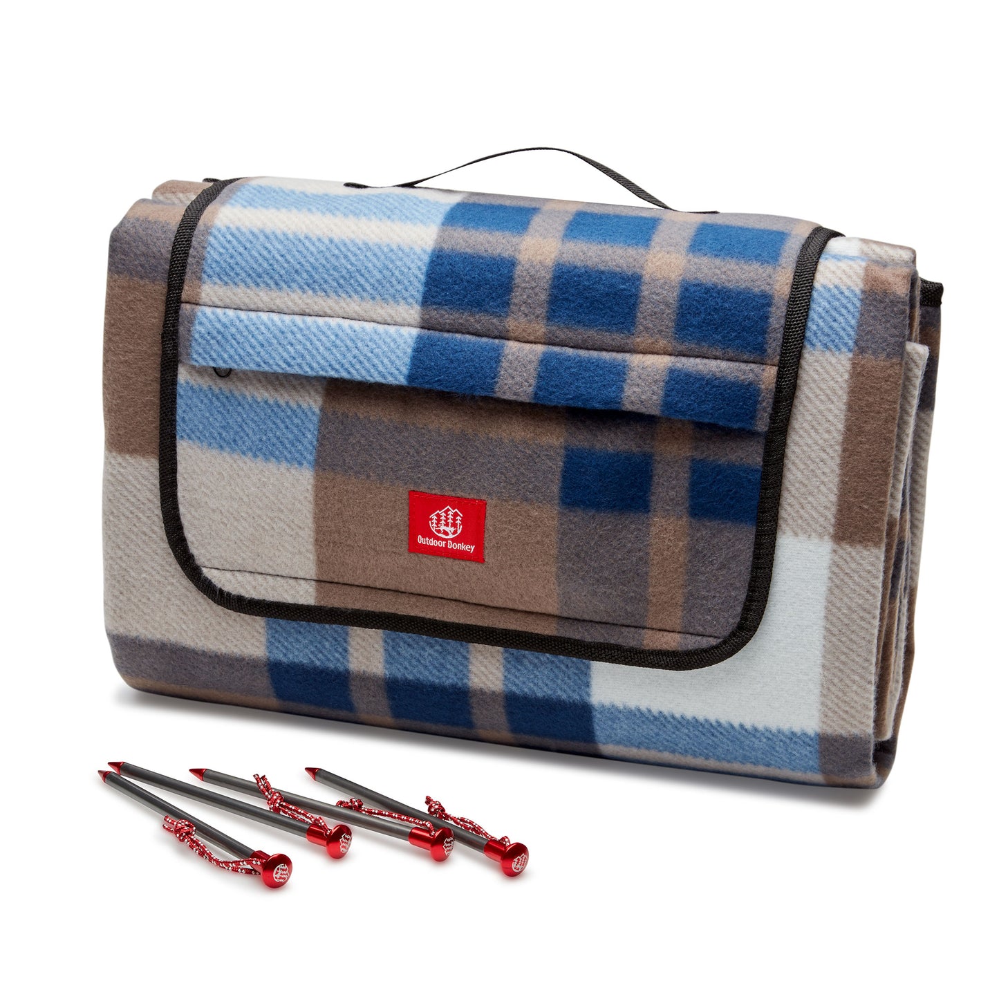 Outdoor Donkey StayPut Fleece Picnic Blanket with stakes